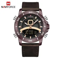 NAVIFORCE NF9181 Watches Men Leather Sports Male Clock Digital Quartz Military Man LED Wristwatch